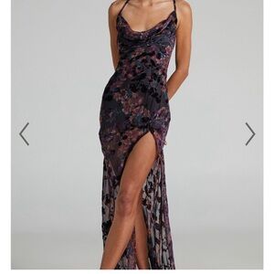 Showpo ALETTA MAXI DRESS - COWL CROSS BACK DRESS IN ALETTA BURN OUT FLORAL